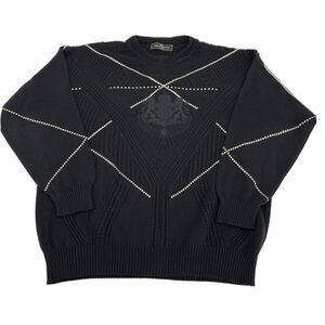 Umberto Bilancioni Textured Crew Neck Sweater Mens‎ 50 Black Made in Italy